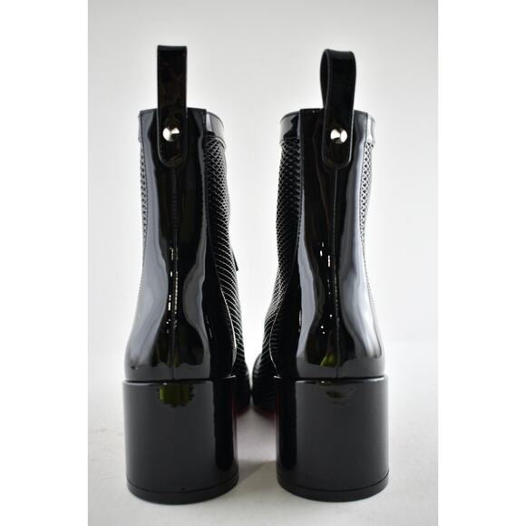 Christian Louboutin Kimi 55 Black Patent Leather Block Heel Zip Ankle Boot 37.5 - Picture 11 of 12